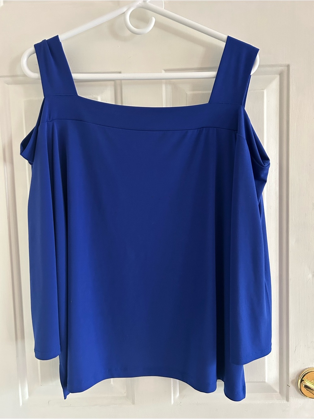 Chico's Off-Shoulder Square Neck Top in Royal Blue